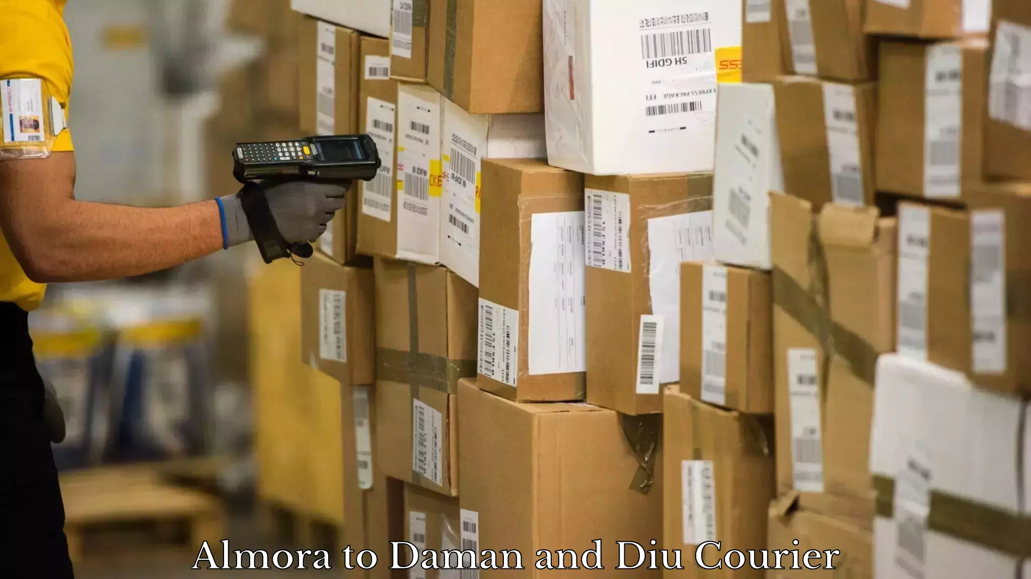 Fragile item shipping Almora to Daman and Diu