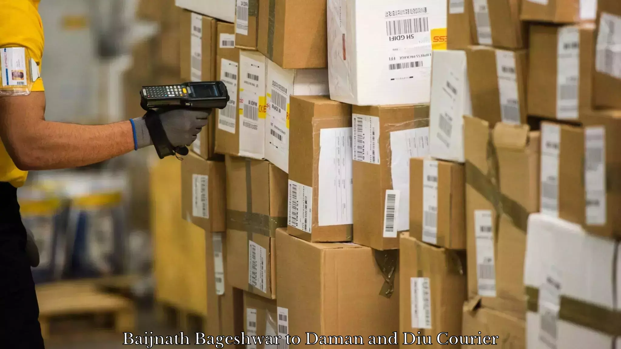 On-time shipping guarantee Baijnath Bageshwar to Daman and Diu