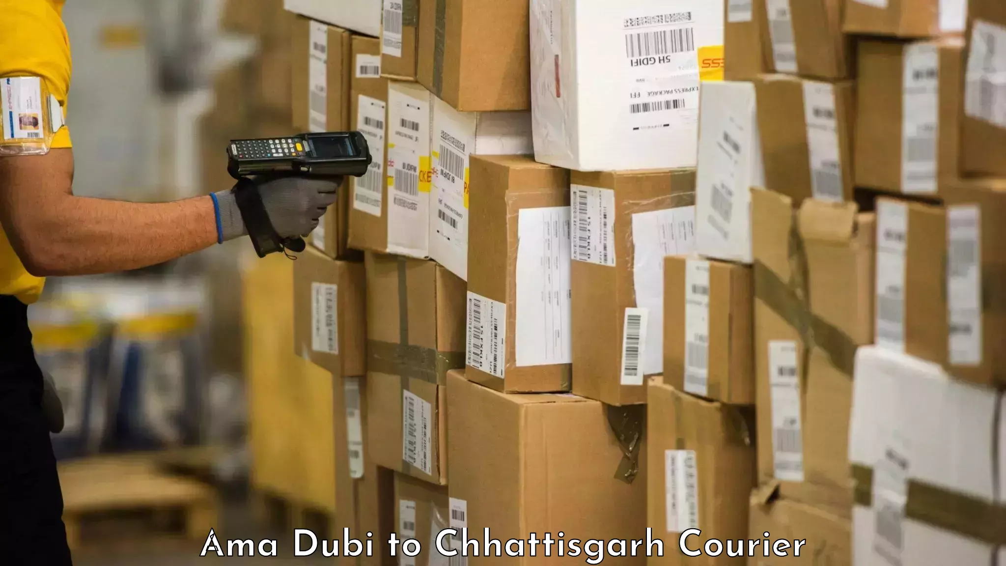 Baggage courier operations Ama Dubi to Raigarh Chhattisgarh